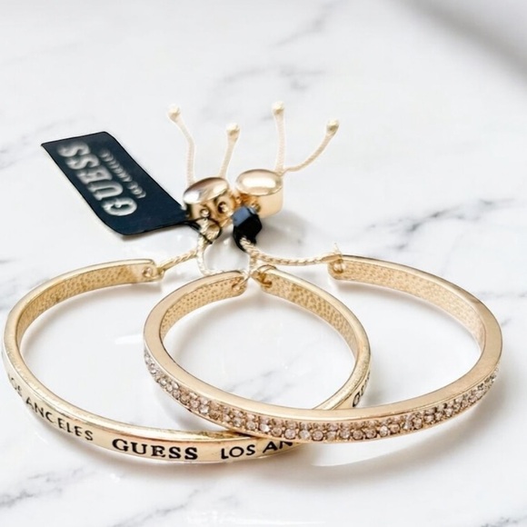 NWT Guess Gold Cuff Slider Bracelets Set of 2 - Picture 1 of 5